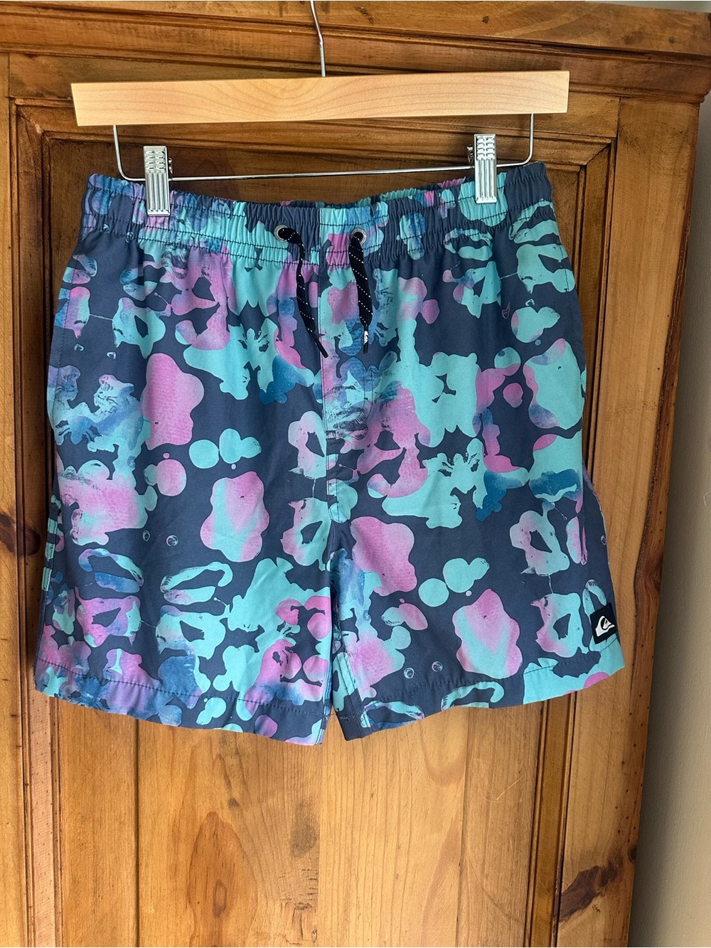 Quiksilver Aqua & Purple Camo Kids' Swim Shorts Size 14/16